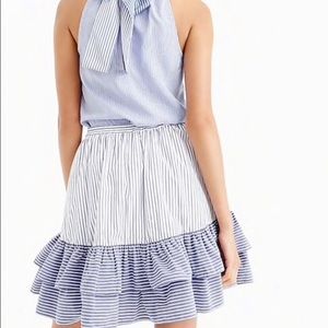 J crew Pinstriped ruffle tiered skirt